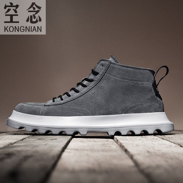 

men's boots fashionable and casual men's boots for daily wear black/gray/beige real leather shoes students' shoes