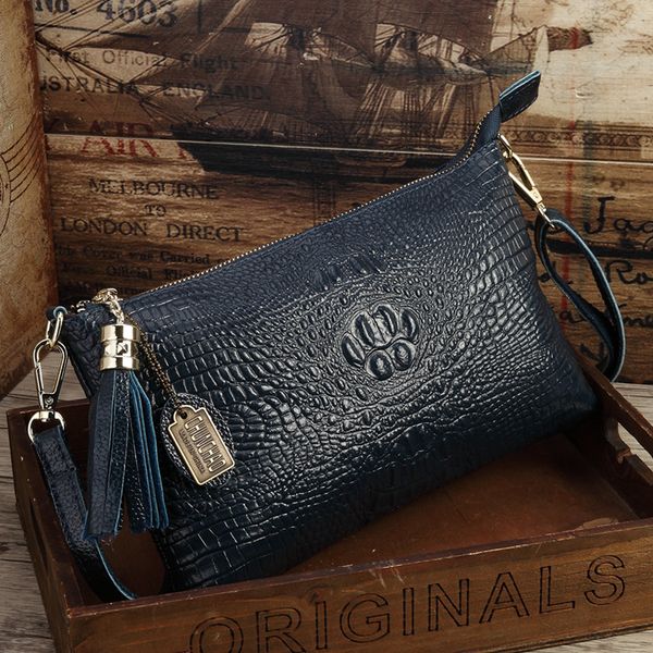 

2019 genuine leather women clutch vintage crocodile pattern shoulder bags evening party messenger bags makeup bag
