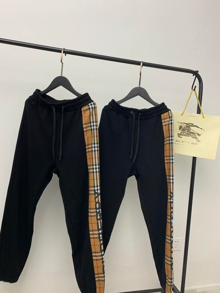 

2020 united states women and men luxury classic trousers comfortable stitching sides edition perfect side stitching plaid pants, Black;white