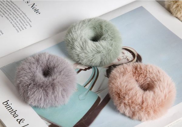 

maxi wholesale morandi color simple fashion imitation mink hair ring cute wild hair ring hair rope plush rope pony tails holder, Golden;silver