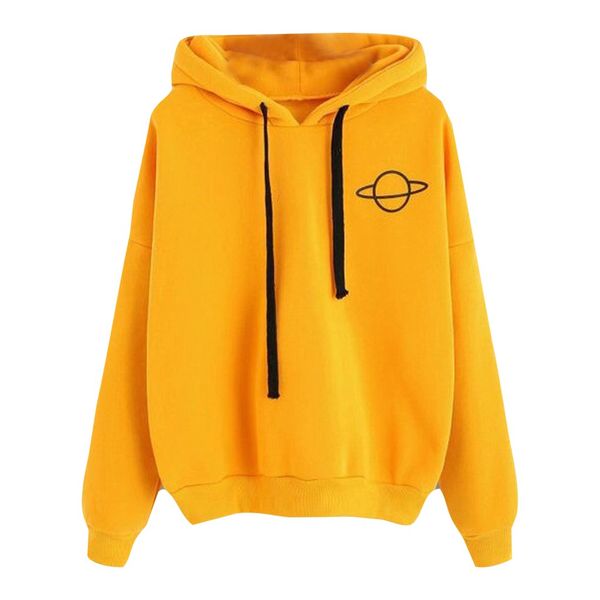 

women printed hoodies loose casual hooded drawstring sweatshirt pullover autumn and winter streetwear moletom feminino, Black