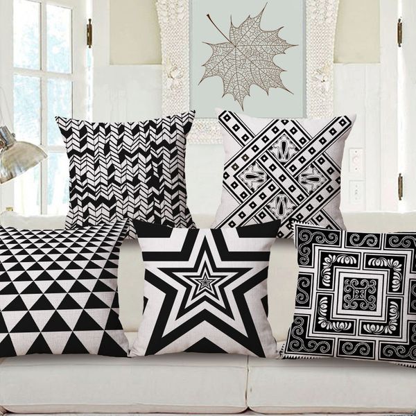 

concise black and white geometry hold cotton pillow case automobile cushion come picture customized back cushion