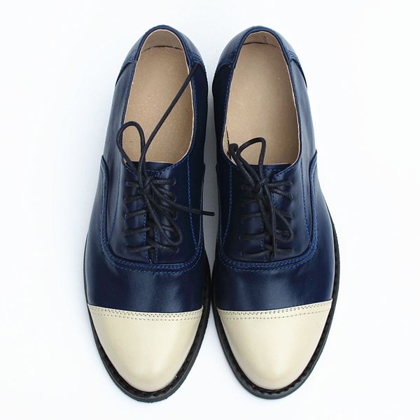 

big size 33-45 new 2018 handmade genuine leather classic quality flat shoes women oxford shoes for women ing, Black