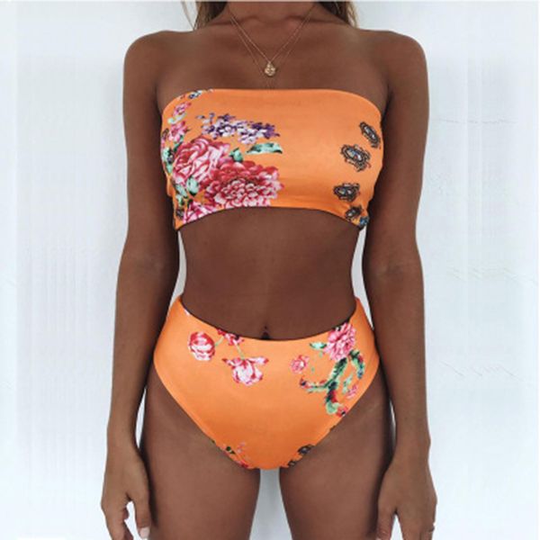 

women print two pieces bathing suits waisted bottom bikini set switmsuit bikinis 2019 mujer stroje k pielowe damskie badpak, White;black