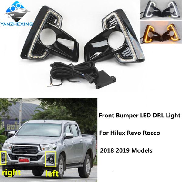 

led drl for hilux revo rocco 2018 2019 styling daytime running light fog light driving lamp white yellow turn signal