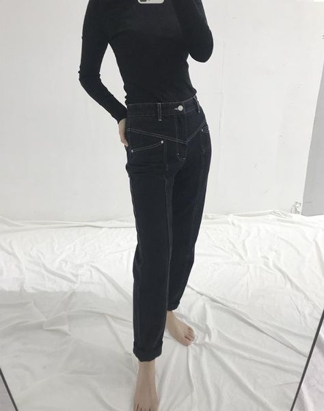 

women's jeans women fashion high waist black, Blue