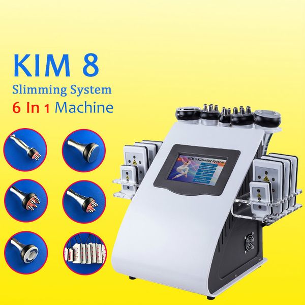 

6 in 1 ultrasonic selling vacuum explosive speed grease cavitation8pcs lipo laser pad slimming beauty machine ce, Black
