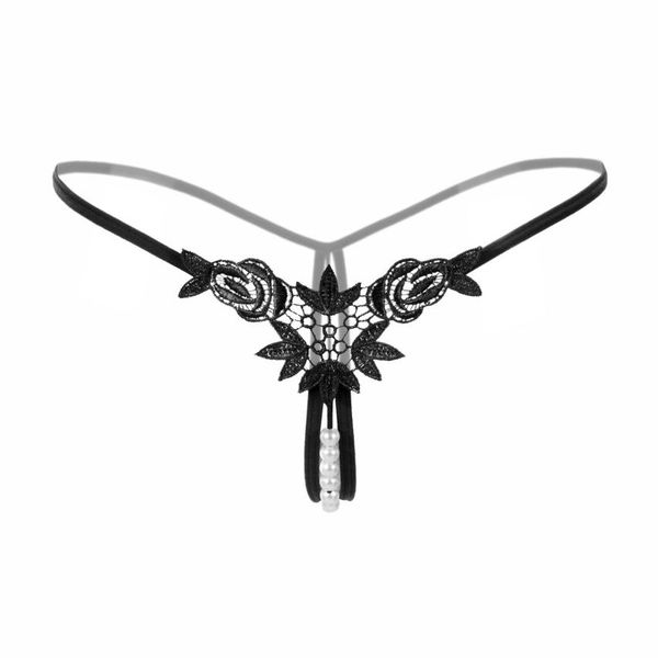 

embroidery crotchless panties tangas women pearl-open-crotch-panties calcinha sexy#a12, Black;pink