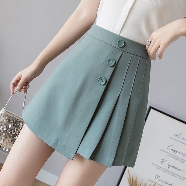 

skirts spring summer women mini skirt korean preppy style irregular high waist pleated green/black/white woman short