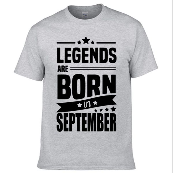 

2018 men t-shirt legends are born in september funny birthday gift t shirt male fashion cool printed summer tees, White;black