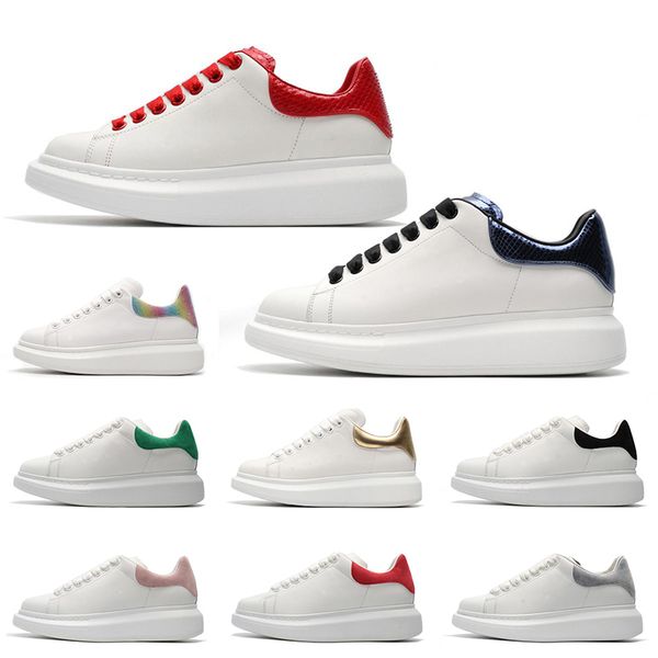 

2020 new arrival fashion designer men women casual shoes trainers flat leather sneakers navy python red rainbow 36-44, White;red