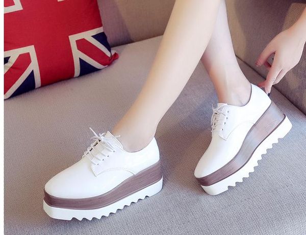 

women's shoes in spring and autumn slope heel round head thick bottom waterproof table@2046, Black