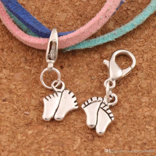 

baby feet foot lobster claw clasp charm beads 100pcs lot 25x8.4mm tibetan silver jewelry diy c451, Bronze;silver