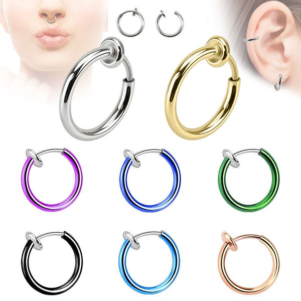 

europe and america popular ornament fake nose ring false nose stud earrings ear bone stud clip-on-no hole ear currently ava, Silver