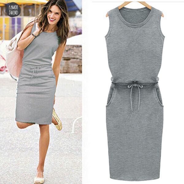 

linen cotton dress summer fashion women sleeveless slim with belt o neck dress rose gray maxi dresses black designer clothes, Black;gray