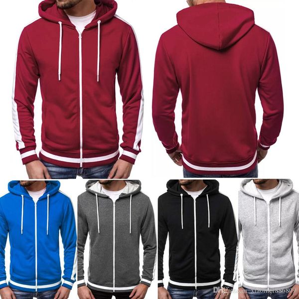 

mens hooded sweatshirt brushed fleece hoodie zip up hoody plain m-3xl, Black