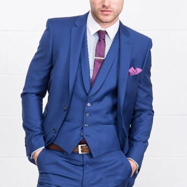 

royal blue groom tuxedos notch lapel slim fit groomsmen wedding dress excellent man jacket blazer 3 piece suit(jacket+pants+vest+tie) 659, Black;gray