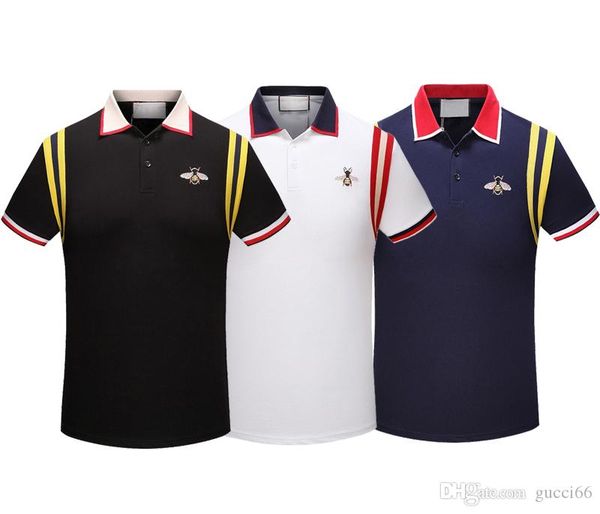 

новый роскошный дизайнер повседневный поло рубашки medusa mens polos high улица высокая улица вышивка змея пчелиных мужчин рубашки поло 3xl, White;black