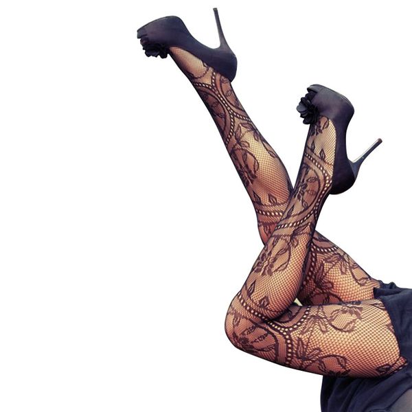 

new charming fashion black charming floral pattern fishnet pantyhose 2018, Black;white