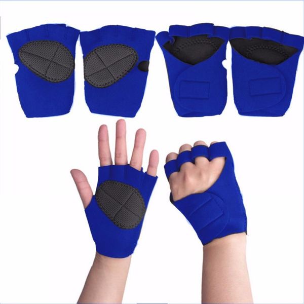 

fashion-mens weight lifting workout palm exercise fingerless glove summer do sports, Blue;gray