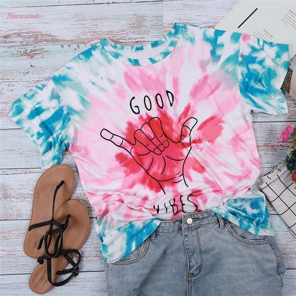 

fashion t shirt women tie dyed women short sleeve t shirt summer tee pink t shirt letter print streetwear, White