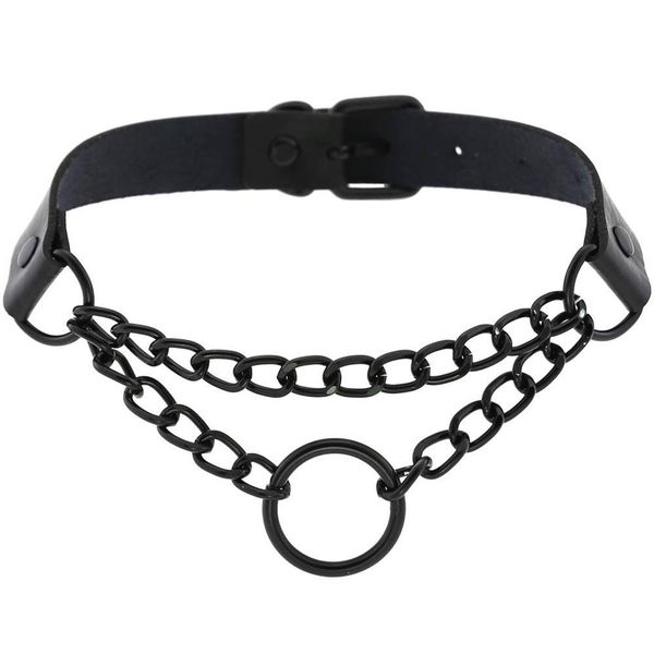 

diezi vintage punk black chain statement necklace for women gothic choker round necklaces cosplay anime harajuku jewelry, Silver