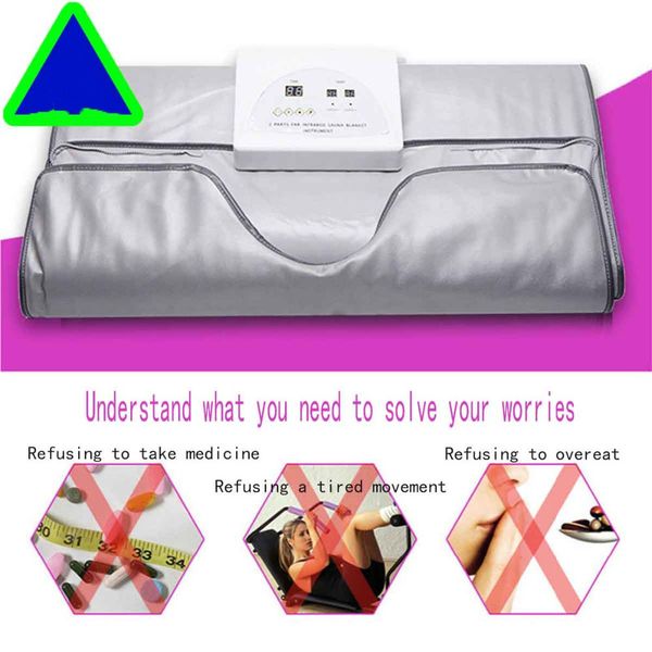 

new model 2 zone fir sauna far infrared body slimming sauna blanket heating therapy slim bag spa weight loss body detox machine