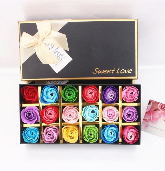 

artificial flower 18pcs/set colorful soap rose flower petal gift box valentine's day gift wedding gift