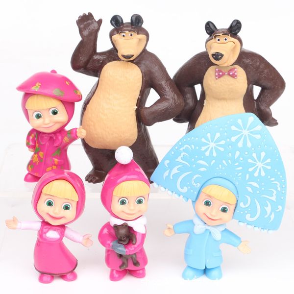 

super cute bear action figures toys 6pcs cute cartoon funny martha dolls for children gift toy home decoration
