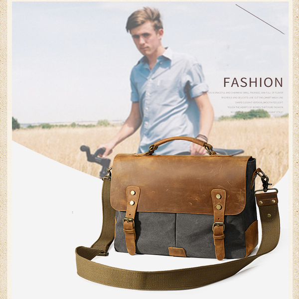 

men's single-shoulder bag fashion solid color men canvas messenger bag korean-style men leisure