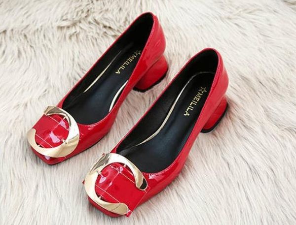 

2019 women's shoes in spring and autumn with new style middle heel coarse heel square head#2702, Black