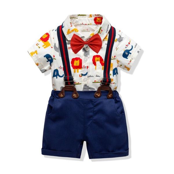 

baby sets 2020 boy floral bow rompers with cotton overalls kids clothing summer baby boy clothes fashion casual 2pcs outfits, White