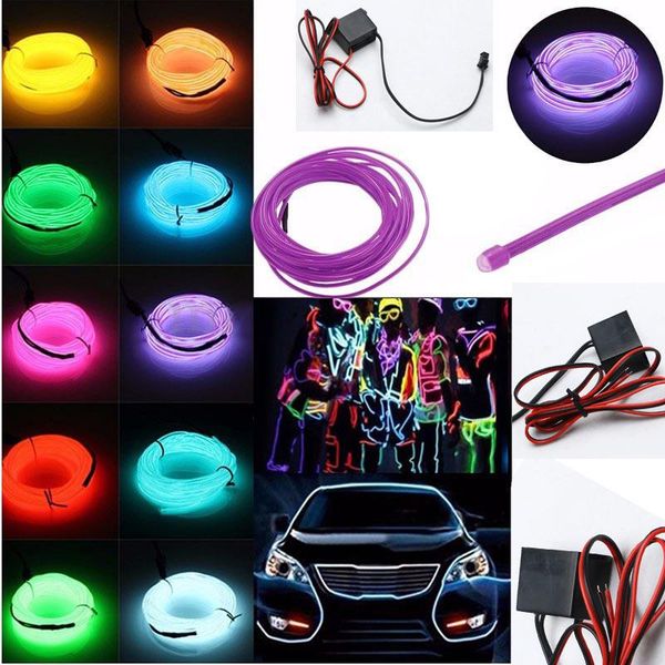 

неоновый el wire light strip 1m/2m/3m/5m dc12v dance party decor неоновая светодиодная лампа гибкая водонепроницаемая струнная лампа автомоб