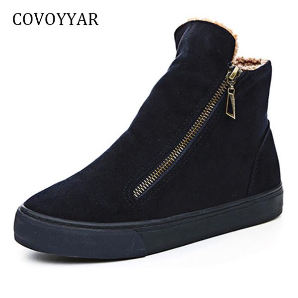 

covoyyar 2018 ankle boots women warm winter booties shoes sneakers side zip snow boots platform flat casual black shoes wbs810