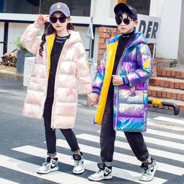 

new winter childrens down jacket korean-style mid-length down jacket men and womens childrens colorful slim-fit jacket