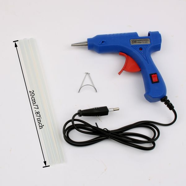 

luban 20w eu/us plug industrial melt glue gun with 3pc 20cm mini guns thermo heat temperature tool blue and white