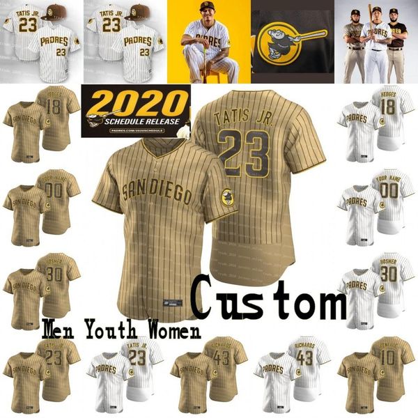 

Сан-Диего Custom Padre 2020 сезон NK Джерси 23 Фернандо Татис младший 59 Крис Пэддак Мэнни Мачадо Эрик Хосмер Уил Майерс Марго Хантер 5XL