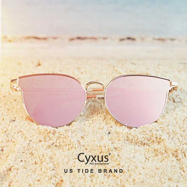 

cyxus cat eyes polarized sunglasses for women uv400 metal frame vintage retro eyewear for girls 1817, White;black