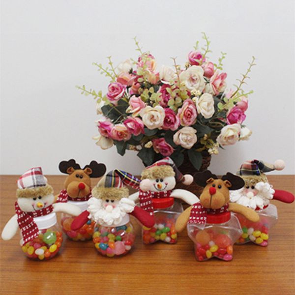 

1pcs santa claus snowman deer christmas candy jar christmas gift for friend child candy bag pentagram round shape 25