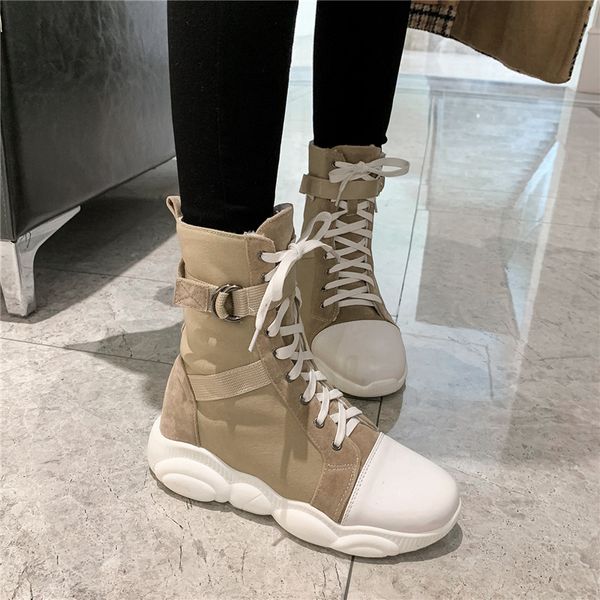 

winter lace up woman shoes wedges black beige brown casual sneakers outdoor ankle riding combat boots