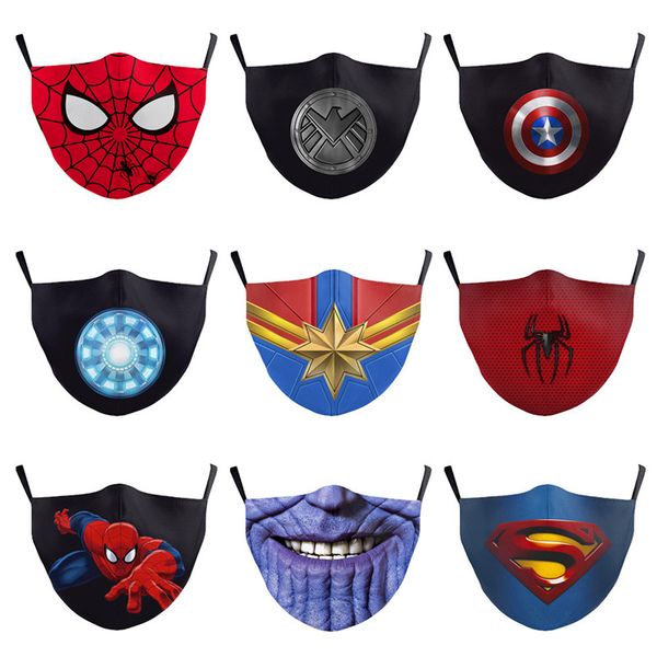 

fashion designer face masks digital 3d cartoon print men women dustproof strap adjustable covers washable protective masks gifts, Blue