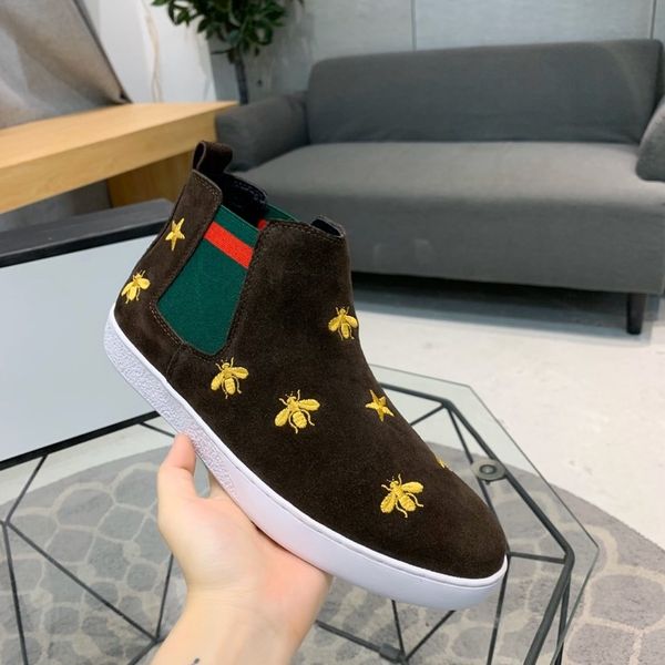 

tasche новый высокого качества мужской одежды бренда hococal мужской матовой кожи высокого верха обуви вождения классическая вышивка пчелка, Black;red