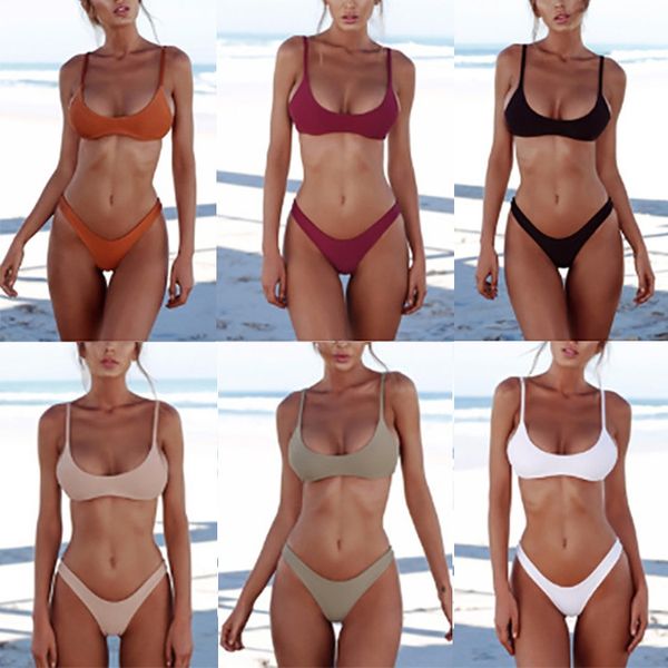 

2019 solid color split 2019 solid color split bikini bikini, White;black