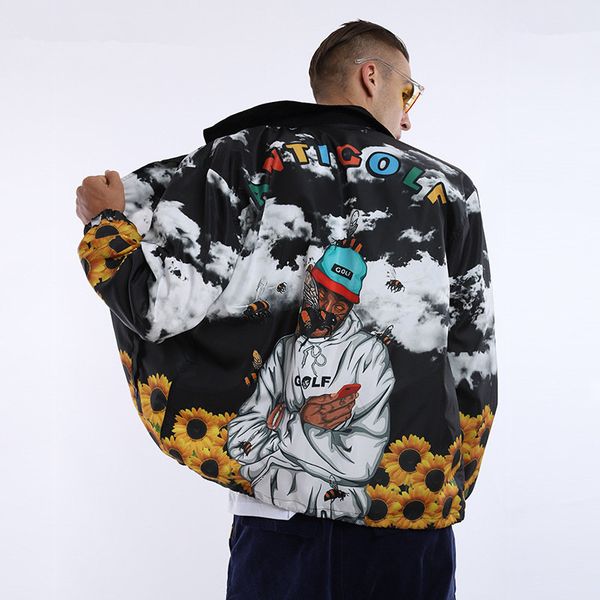 

2019 new hip hop style streetwear casual bomber jacket men coat fashion rapper printed mens jackets jaqueta masculina, Black;brown