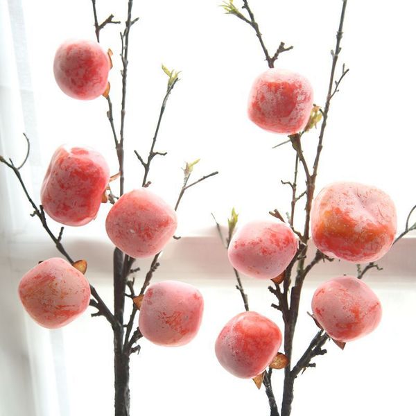 

decorative flowers & wreaths artificial flower berry fruit dried persimmon rose for christmas home wedding decoration diy wall fake wholesal