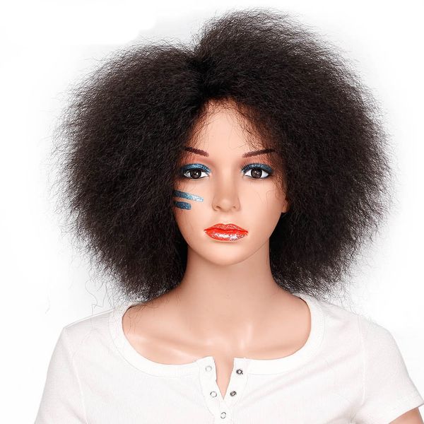 

дешевые short lady синтетический afro kinky парики жаропрочных синтетические парики для женщин черный косплей парики высокая температура вол, Black