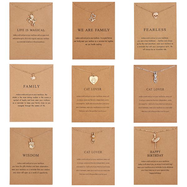 

fashion vintage owl cat shantou hollow pendant necklaces fashion elegant paper card charm necklace jewelry women friend gift, Silver