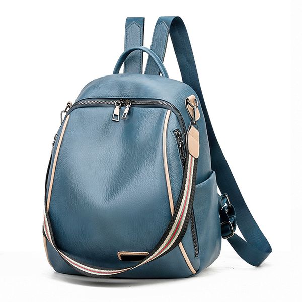 

solid color girl backpack computer backpack waterproof backpack large capacity rucksack schoolbags travel rucksack for girl pu bag