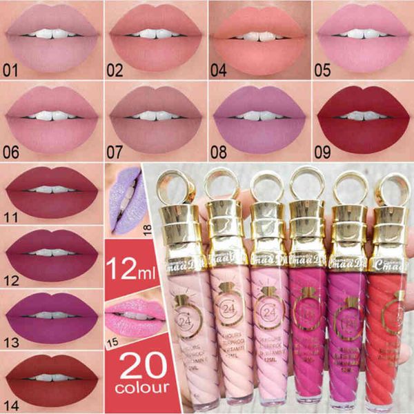 Cmaadu batom líquido lip gloss líquido à prova d 'água sexy rose red flash shimmer matiz do bordo 20 cores glitter lip kit