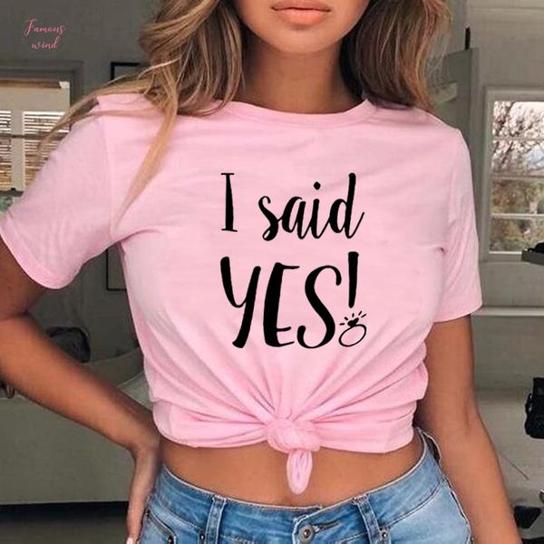 

i said yes tshirt bride wedding party women funny t shirts cute bride harajuku slogan t shirt married women honeymoon tee shirt, White